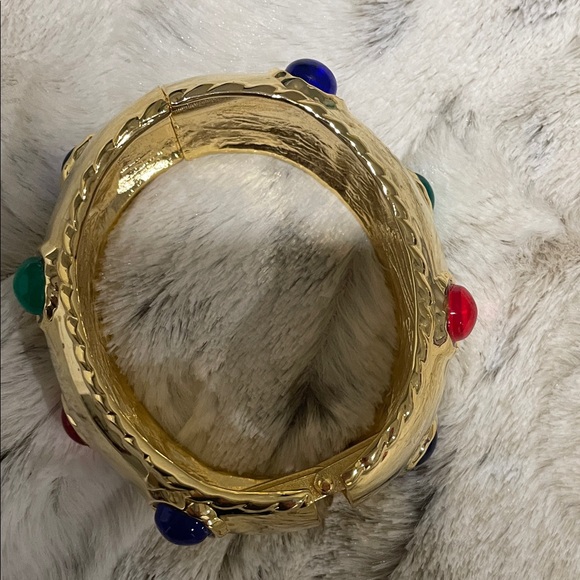 Stunning Gold Bracelet with Multicolor Gemstones. Easy on/off - Picture 2 of 4